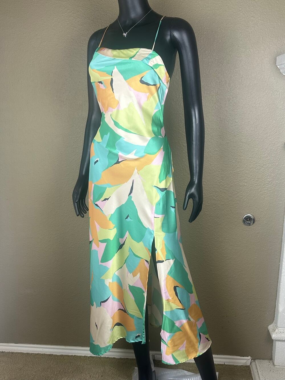 Lost + Wander Midiana Multi Abstract Floral Tie-Back Midi Dress